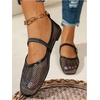 image:imageGORGLITTER Womens Mesh Ballet Flats Fishnet Sheer Ballerina Maryjane ShoesBlack