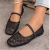 image:imageGORGLITTER Womens Mesh Ballet Flats Fishnet Sheer Ballerina Maryjane ShoesBlack Net