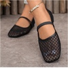 image:imageGORGLITTER Womens Mesh Ballet Flats Fishnet Sheer Ballerina Maryjane ShoesBlack Net