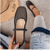 image:imageGORGLITTER Womens Mesh Ballet Flats Fishnet Sheer Ballerina Maryjane ShoesBlack Net