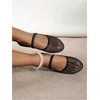 image:imageGORGLITTER Womens Mesh Ballet Flats Fishnet Sheer Ballerina Maryjane ShoesBlack Round Toe