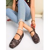 image:imageGORGLITTER Womens Mesh Ballet Flats Fishnet Sheer Ballerina Maryjane ShoesBrown Flower