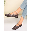 image:imageGORGLITTER Womens Mesh Ballet Flats Fishnet Sheer Ballerina Maryjane ShoesBrown Flower