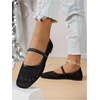 image:imageGORGLITTER Womens Mesh Ballet Flats Fishnet Sheer Ballerina Maryjane ShoesDark Black