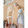 image:imageGORGLITTER Womens Mesh Ballet Flats Fishnet Sheer Ballerina Maryjane ShoesSolid Beige