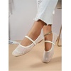 image:imageGORGLITTER Womens Mesh Ballet Flats Fishnet Sheer Ballerina Maryjane ShoesSolid Beige