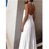 image:imageGORGLITTER Womens Pleated Halter Flowy Dress Wedding Guest Maxi DressesWhite
