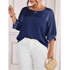 image:imageGORGLITTER Womens Plus Size Dressy Satin Tops Metallic Going Out Top ShirtDark Blue
