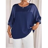 image:imageGORGLITTER Womens Plus Size Dressy Satin Tops Metallic Going Out Top ShirtDark Blue