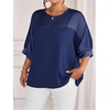 image:imageGORGLITTER Womens Plus Size Dressy Satin Tops Metallic Going Out Top ShirtDark Blue