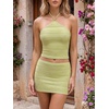 image:imageGORGLITTER Womens Sexy 2 Piece Skirt Set Y2k Going Out Travel Mini SetsGreen