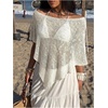 image:imageGORGLITTER Womens Sheer Poncho Shawl Top Cape Cover Up Shrug for DressesWhite