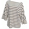 image:imageGORGLITTER Womens Striped Off The Shoulder Tops Asymmetrical Fall T ShirtsApricot Striped