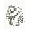 image:imageGORGLITTER Womens Striped Off The Shoulder Tops Asymmetrical Fall T ShirtsWhite Striped
