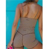 image:imageGORGLITTER Womens Striped Workout Set Biker Shorts Fitness ClothingBrown