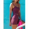 image:imageGORGLITTER Womens Striped Workout Set Biker Shorts Fitness ClothingBurgundy