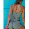 image:imageGORGLITTER Womens Striped Workout Set Biker Shorts Fitness ClothingGreen and White