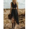 image:imageGORGLITTER Womens Western Cowgirl Boho Floral Lace Asymmetrical DressBlack