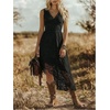image:imageGORGLITTER Womens Western Cowgirl Boho Floral Lace Asymmetrical DressBlack
