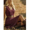 image:imageGORGLITTER Womens Western Cowgirl Boho Floral Lace Asymmetrical DressBurgundy