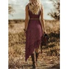 image:imageGORGLITTER Womens Western Cowgirl Boho Floral Lace Asymmetrical DressBurgundy