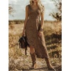 image:imageGORGLITTER Womens Western Cowgirl Boho Floral Lace Asymmetrical DressCoffee Brown