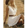 image:imageGORGLITTER Womens Western Cowgirl Boho Floral Lace Asymmetrical DressWhite