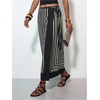 image:imageGORGLITTER Womens Wrap Maxi Long Skirts Dressy High Waisted A Line SkirtBlack Striped