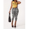 image:imageGORGLITTER Womens Zebra Striped Capri Leggings Workout Gym Yoga Capri PantBlack Striped