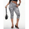image:imageGORGLITTER Womens Zebra Striped Capri Leggings Workout Gym Yoga Capri PantBlack Striped