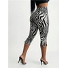 image:imageGORGLITTER Womens Zebra Striped Capri Leggings Workout Gym Yoga Capri PantBlack and White