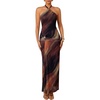 image:imageGORGLITTER Womens Cheetah Print Halter Maxi Dress Sexy Metal Ruched Bodycon Leopard Night Out Evening Long DressesRed Violet