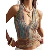 image:imageGORGLITTER Womens Colorful Sweater Vest Boho Backless Halter Knit TopsMulticolor