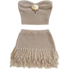 image:imageGORGLITTER Womens Crochet Going Out Outfit Crop Tube Top Fringe Mini SkirtKhaki
