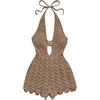 image:imageGORGLITTER Womens Crochet Romper Sexy Deep V Halter Beach Going Out RomperSolid Khaki