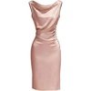 image:imageGORGLITTER Womens Elegant Satin Midi Dress Dressy Draped Ruched Sleeveless Bodycon Wedding Guest Evening Party DressPink