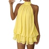 image:imageGORGLITTER Womens Halter Mini Dress Chiffon Fall Wedding Guest OutfitsYellow