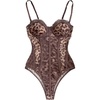 image:imageGORGLITTER Womens Leopard Print Corset Bodysuit Sexy Date Night Club TopsBrown