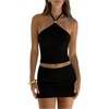 image:imageGORGLITTER Womens Sexy 2 Piece Skirt Set Y2k Going Out Travel Mini SetsCoffee Brown