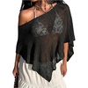 image:imageGORGLITTER Womens Sheer Poncho Shawl Top Cape Cover Up Shrug for DressesBlack