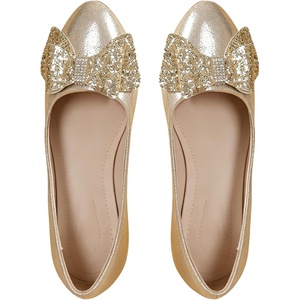 image:imageGORGLITTER Womens Bow Knot Ballet Flats Sparkly Metallic Dress ShoesGold