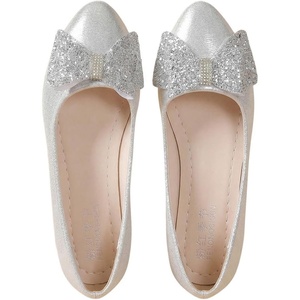 image:imageGORGLITTER Womens Bow Knot Ballet Flats Sparkly Metallic Dress ShoesSilver