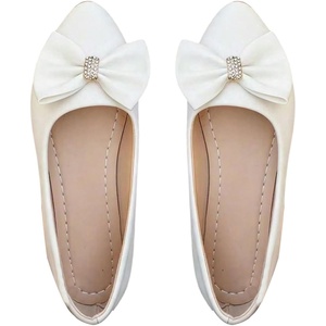 image:imageGORGLITTER Womens Bow Knot Ballet Flats Sparkly Metallic Dress ShoesWhite