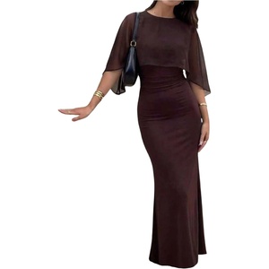image:imageGORGLITTER Womens Chiffon Cape Dress Going Out Evening Gowns Formal DressBrown