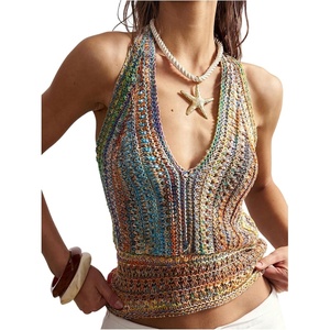 image:imageGORGLITTER Womens Colorful Sweater Vest Boho Backless Halter Knit TopsMulticolor