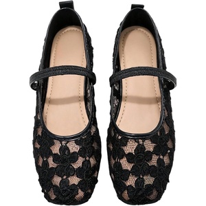 image:imageGORGLITTER Womens Lace Mesh Ballet Flats Ballerina Maryjanes Dress ShoesBlack C