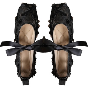 image:imageGORGLITTER Womens Lace Mesh Ballet Flats Ballerina Maryjanes Dress ShoesBlack D