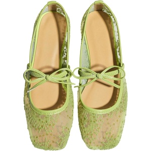 image:imageGORGLITTER Womens Lace Mesh Ballet Flats Ballerina Maryjanes Dress ShoesGreen