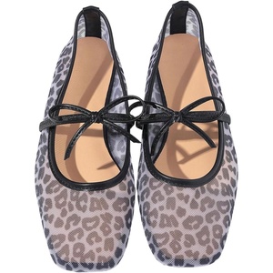 image:imageGORGLITTER Womens Lace Mesh Ballet Flats Ballerina Maryjanes Dress ShoesLeopard Cheetah Black