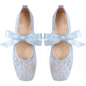 image:imageGORGLITTER Womens Lace Mesh Ballet Flats Ballerina Maryjanes Dress ShoesLight Blue
